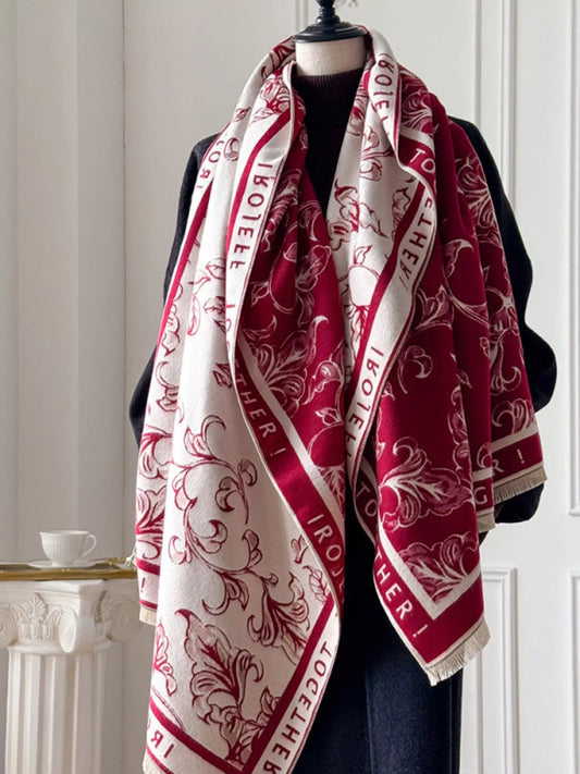 Sarah Express Women's Raw Hem Winter Scarf Deep Red One Size