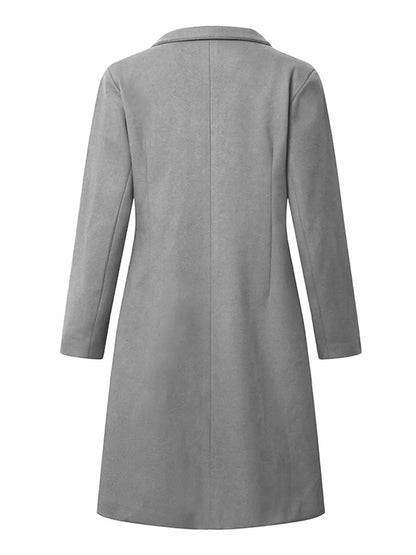 Sarah Express Women's Single-Breasted Long Sleeve Overcoat Plus Size