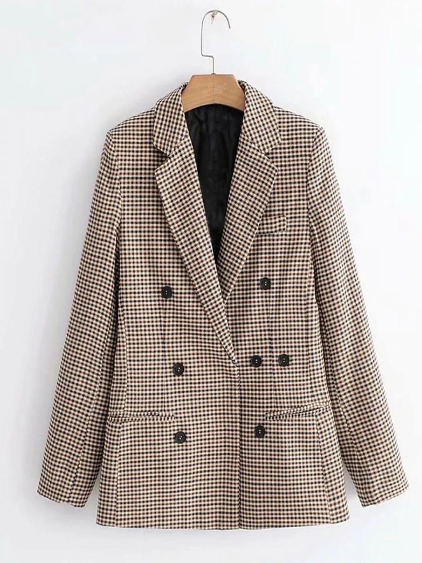 Sarah Express Women's Plaid Lapel Collar Long Sleeve Blazer