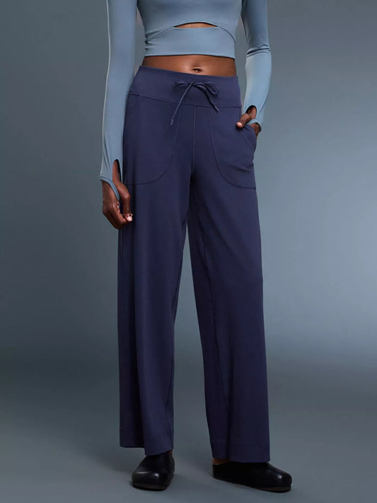Sarah Express Women's Relaxed Fit Drawstring Pants Dark Blue
