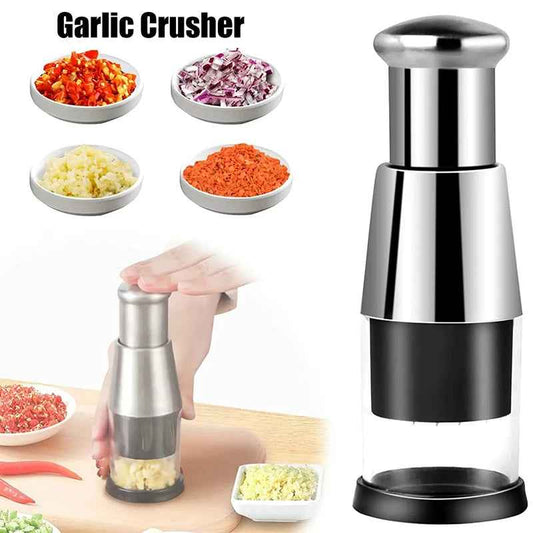 Sarah Express Stainless Steel Garlic Press Crusher - Manual Onion Chopper Vegetable Mincer Kitchen Tool