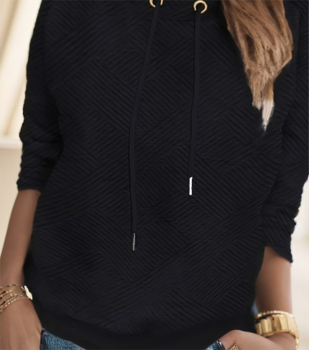 Sarah Express Drawstring Pullover Sweatshirt Solid Color Casual