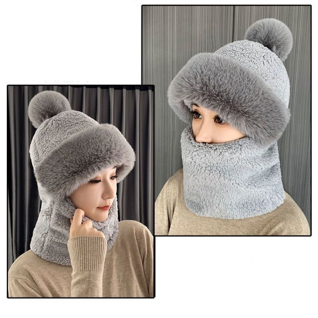 Sarah Express Fleece-Lined Winter Hat with Ear Protection and Neck Warmer