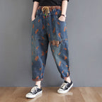 Sarah Express Women's Loose Fit High Waist Denim Jeans Blue Casual Fashion Straight Leg Pants