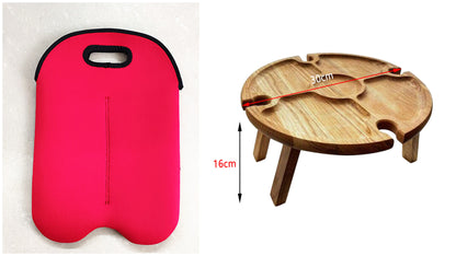 Portable Folding Wine Picnic Table - Outdoor Wine Glass Holder & Bottle Rack