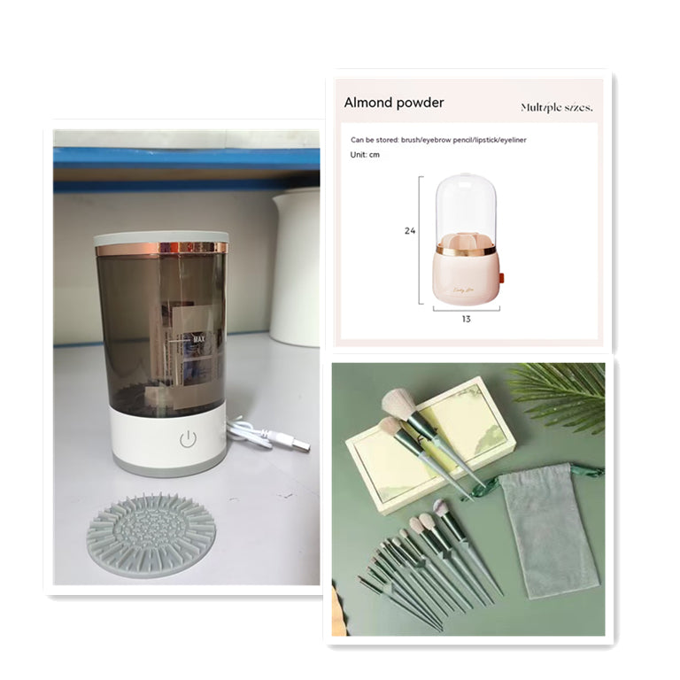 Sarah Express Women's Electric Makeup Brush Cleaner Machine - USB Rechargeable Portable Cosmetic Brush Cleaning Tool Set5 USB