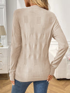 Sarah Express Women's Round Neck Long Sleeve Knit Top - Ribbed Stretch Casual Pullover