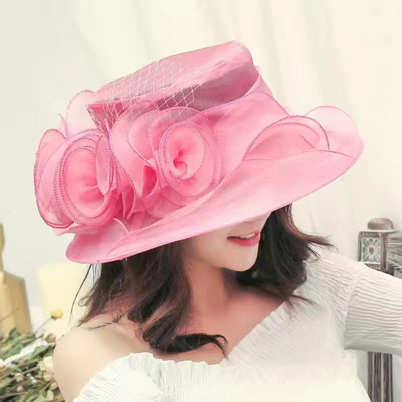 Sarah Express Women's Mesh Organza Bowler Sun Hat Breathable Foldable