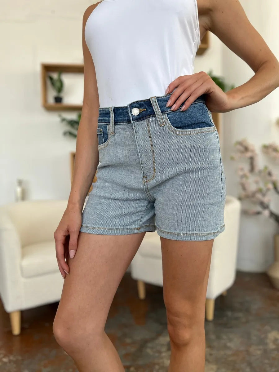 Sarah Express Women's Color Block Denim Shorts