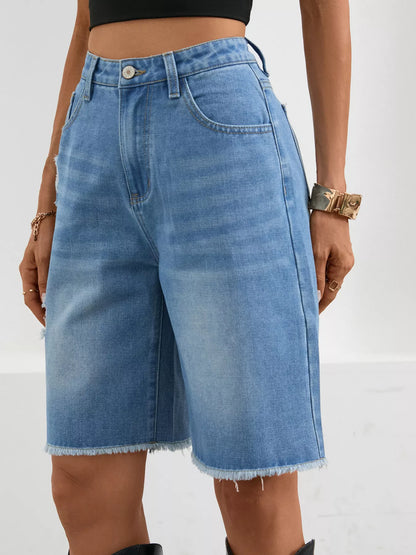 Sarah Express Women's Ripped Frayed Hem Denim Shorts