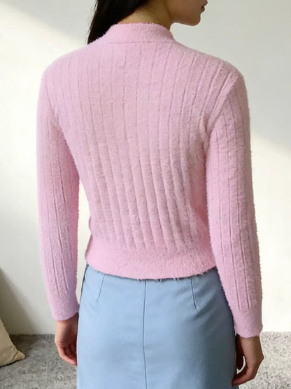 Sarah Express Women's Button Up Ribbed Knit Cardigan