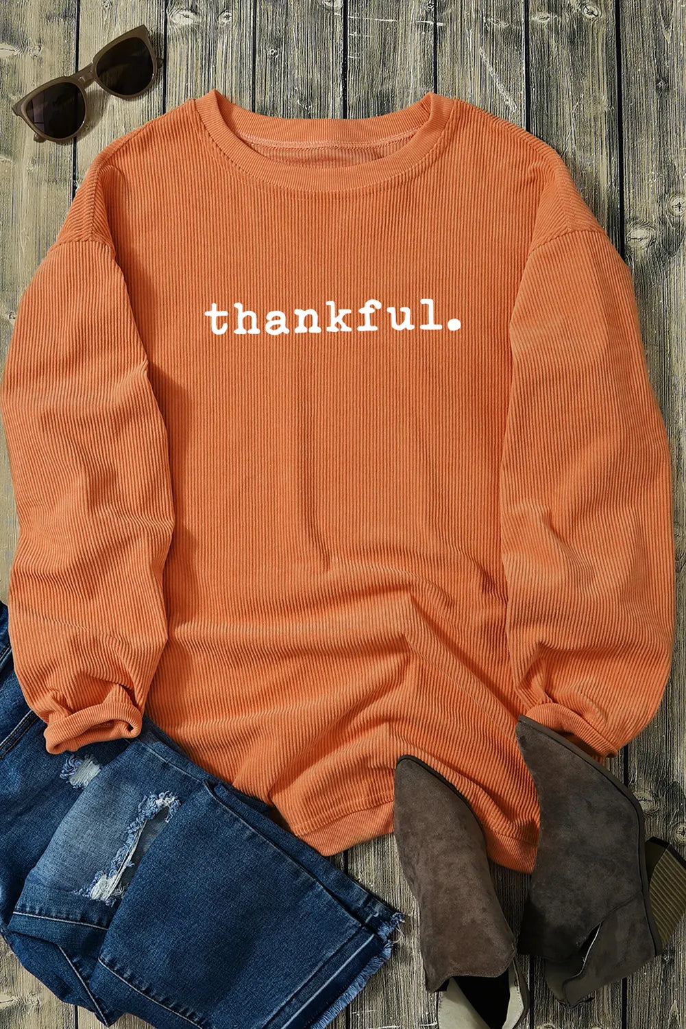 Sarah Express Women's THANKFUL Round Neck Long Sleeve Sweatshirt