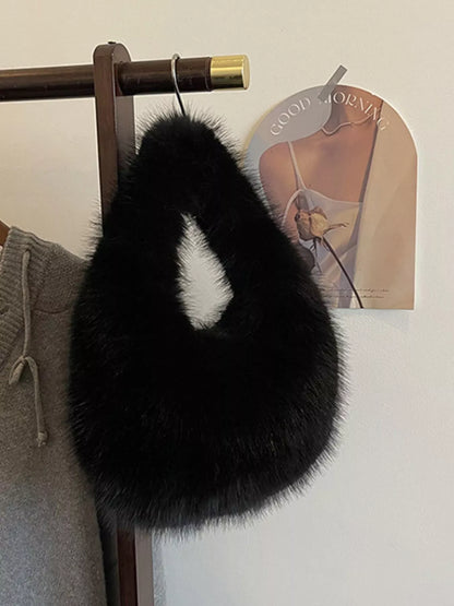 Sarah Express Women's Fluffy Solid Color Mini Handbag