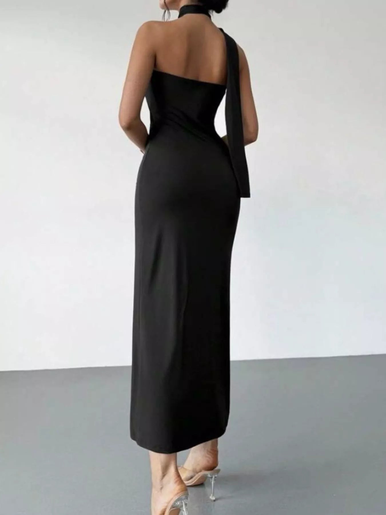 Sarah Express Women's Halter Neck Ruched Bodycon Midi Dress