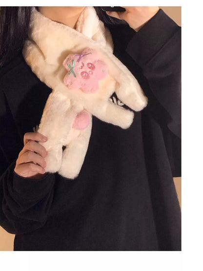 Sarah Express Star Plush Gloves - Cozy Winter Gloves for Women Cream ONESIZE