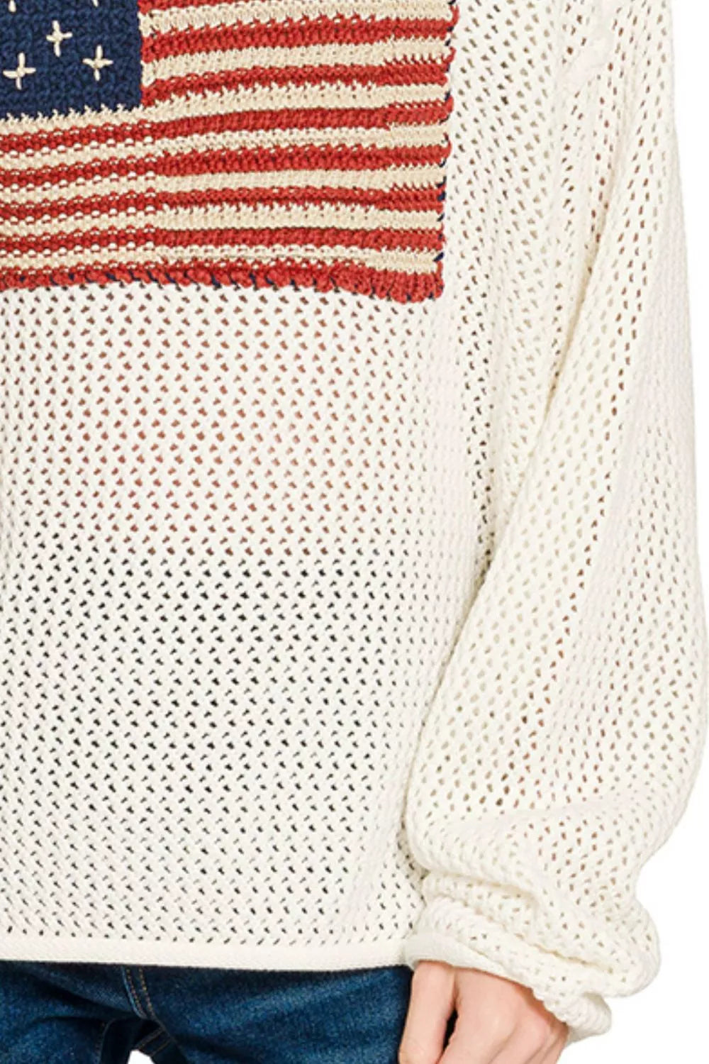 Sarah Express Women's American Flag Crew Neck Sweater