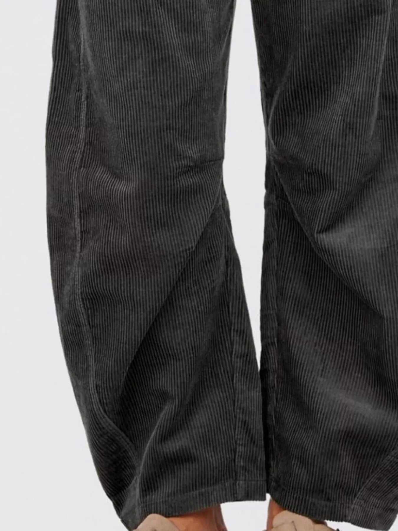 Sarah Express Women's High Waist Corduroy Wide Leg Pants with Pockets - Casual Button Front Trousers