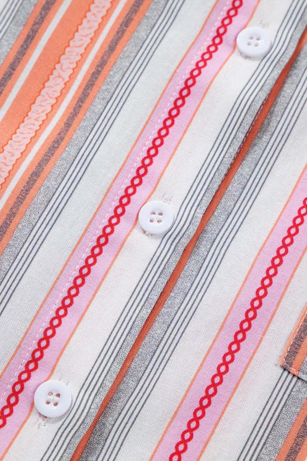 Sarah Express Women's Striped Button-Up Short Sleeve Shirt