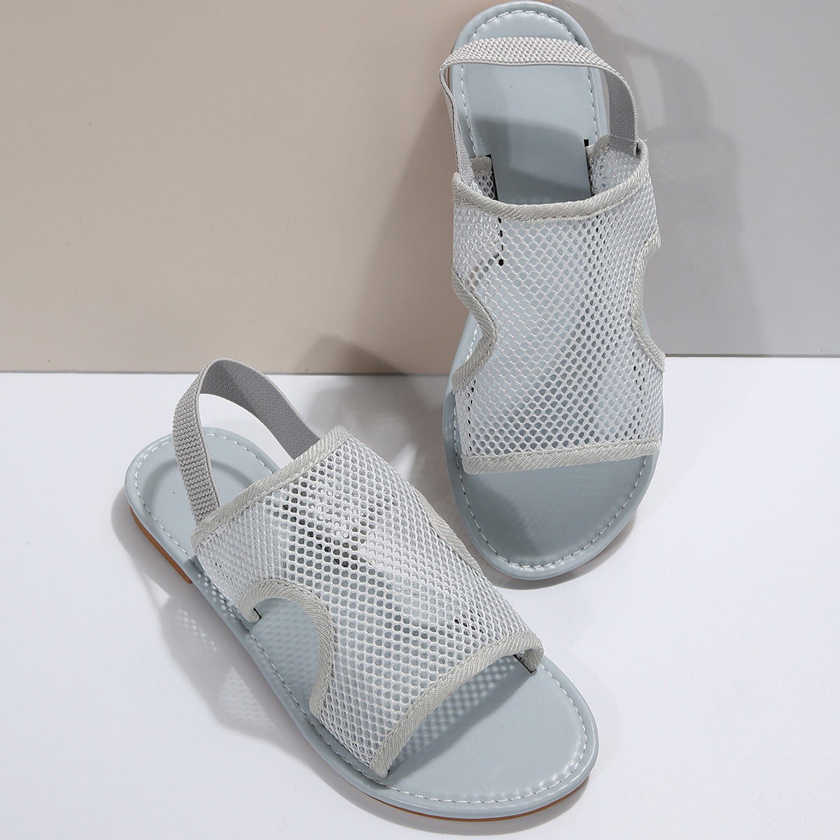 Sarah Express Breathable Mesh Beach Sandals | Lightweight Slip-On Summer Flat Shoes | Unisex Grey