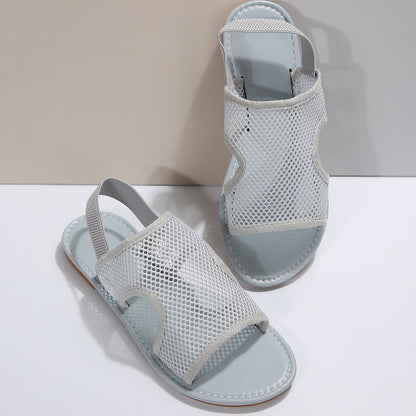 Sarah Express Breathable Mesh Beach Sandals | Lightweight Slip-On Summer Flat Shoes | Unisex Grey
