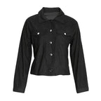 Sarah Express Women's Corduroy Button-Up Jacket Lightweight Fall Spring Outerwear Flap Pockets