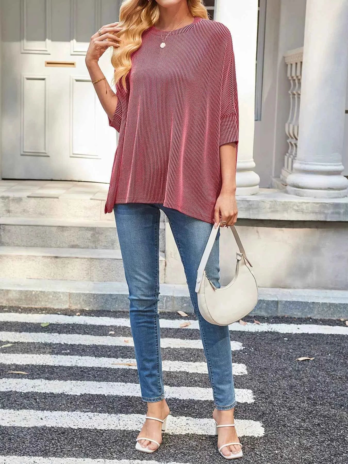 Sarah Express Women's Relaxed Fit Half Sleeve T-Shirt - Casual Oversized Tee