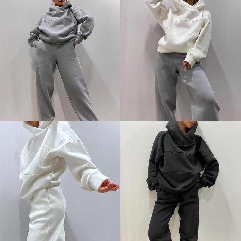 Sarah Express Women's Sweater Fleece & Pants Set - Casual Two-Piece Loungewear Tracksuit