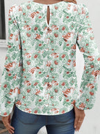 Sarah Express Women's Floral Print Keyhole Neck Blouse