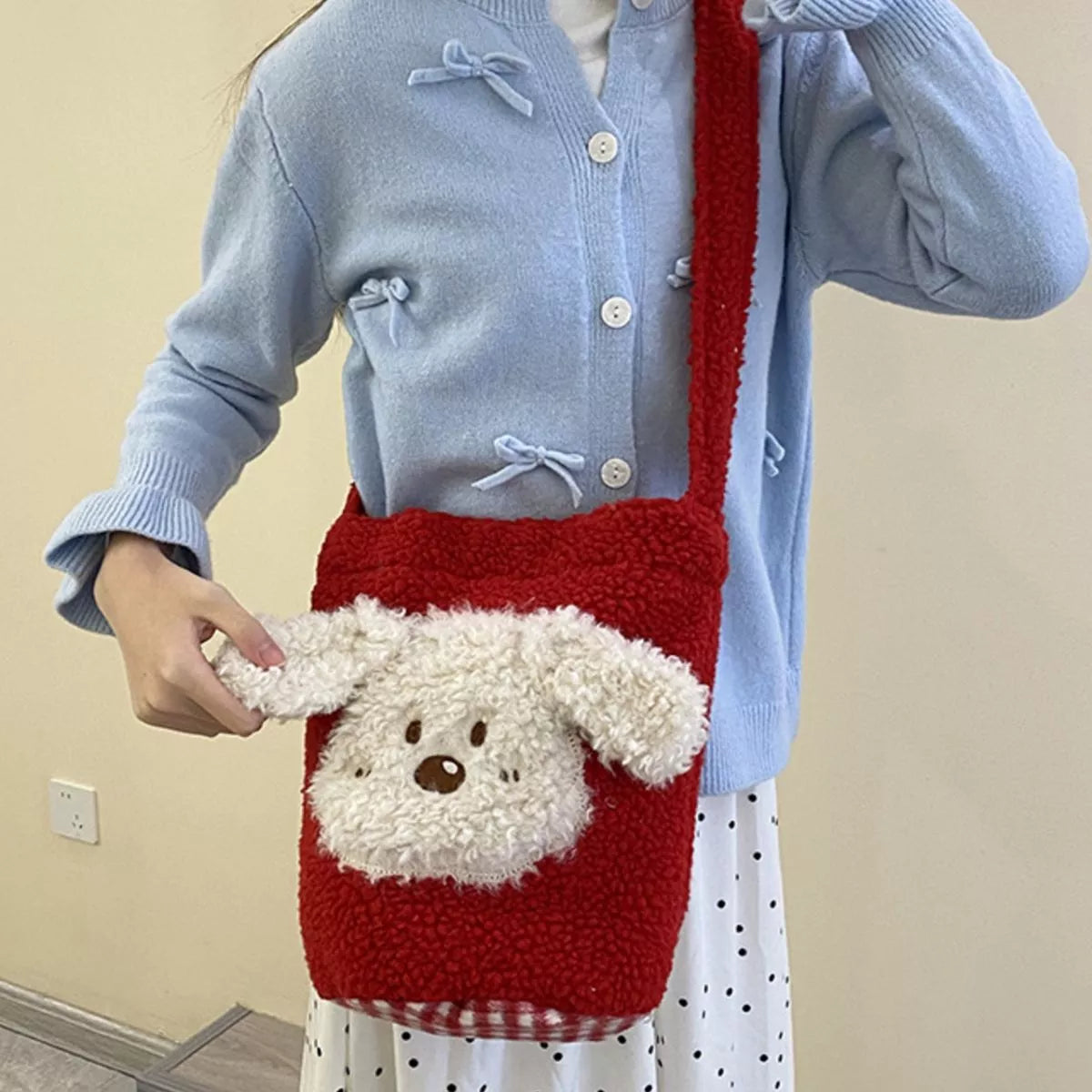 Sarah Express Women's Cute Dog Plush Crossbody Bag