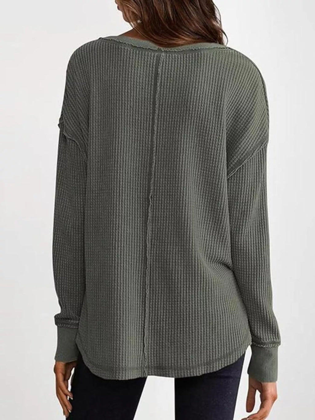 Sarah Express Women's Waffle Knit Long Sleeve Sweatshirt