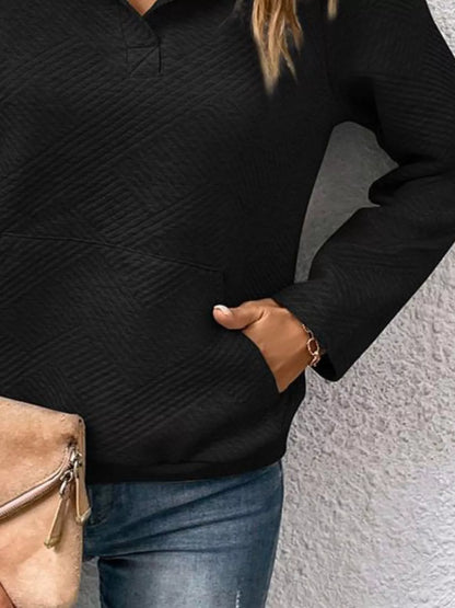 Sarah Express Women's Textured Quarter Snap Sweatshirt