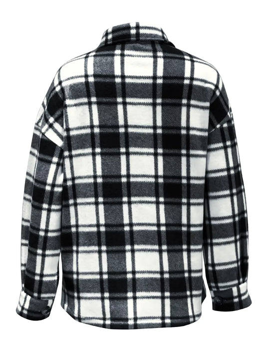 Sarah Express Women's Plaid Button-Up Jacket