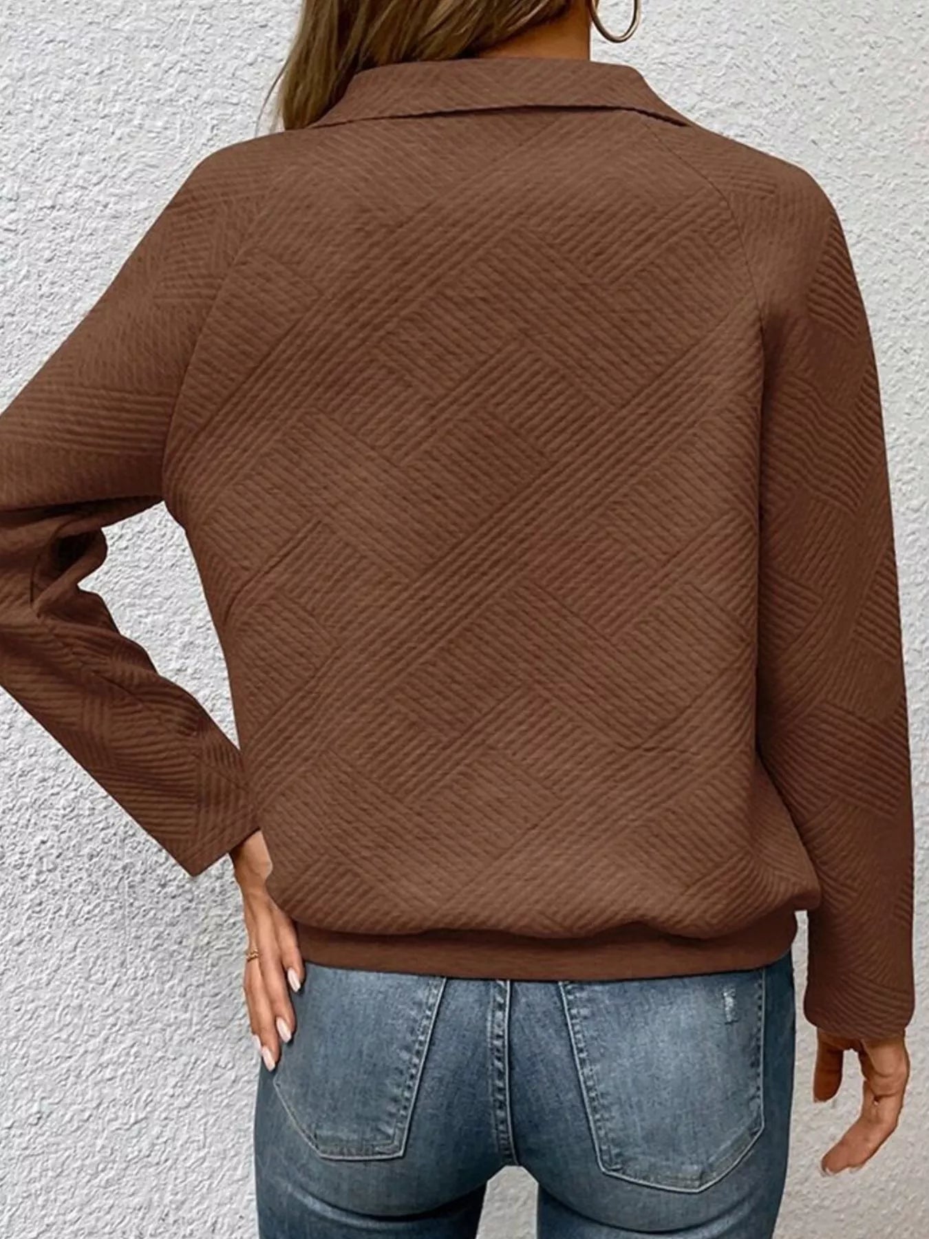 Sarah Express Women's Textured Quarter Snap Sweatshirt