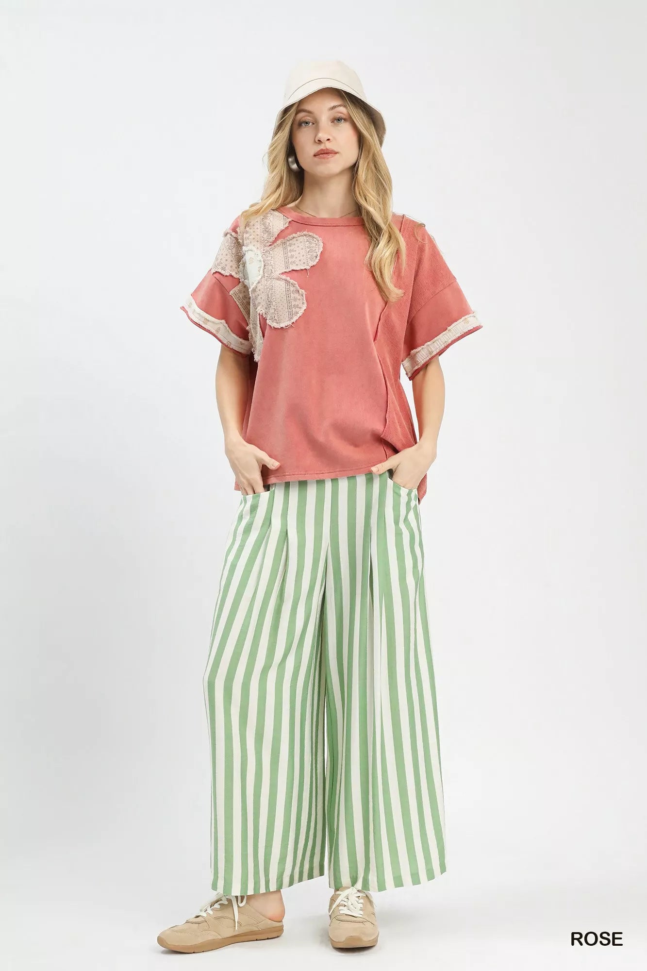 Sarah Express Women's French Terry Top with Flower Patch