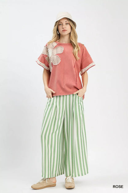 Sarah Express Women's French Terry Top with Flower Patch