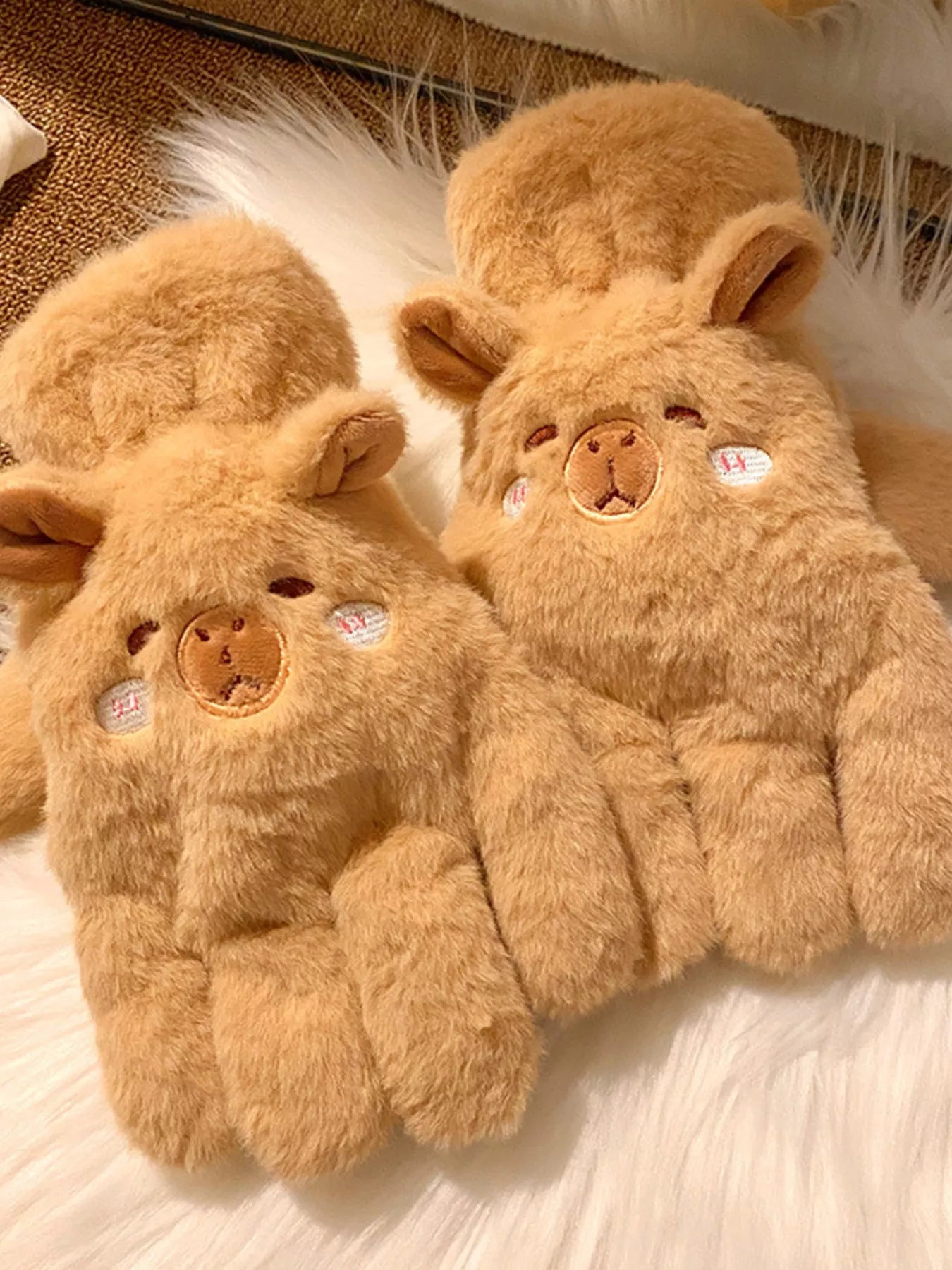 Sarah Express Cartoon Animal Plush Gloves - Cute Winter Warm Fuzzy Mittens