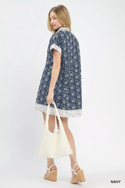 Sarah Express Women's Border Print Belted Shirt Dress