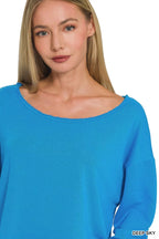 Trendsi Zenana French Terry Boatneck Crop Top