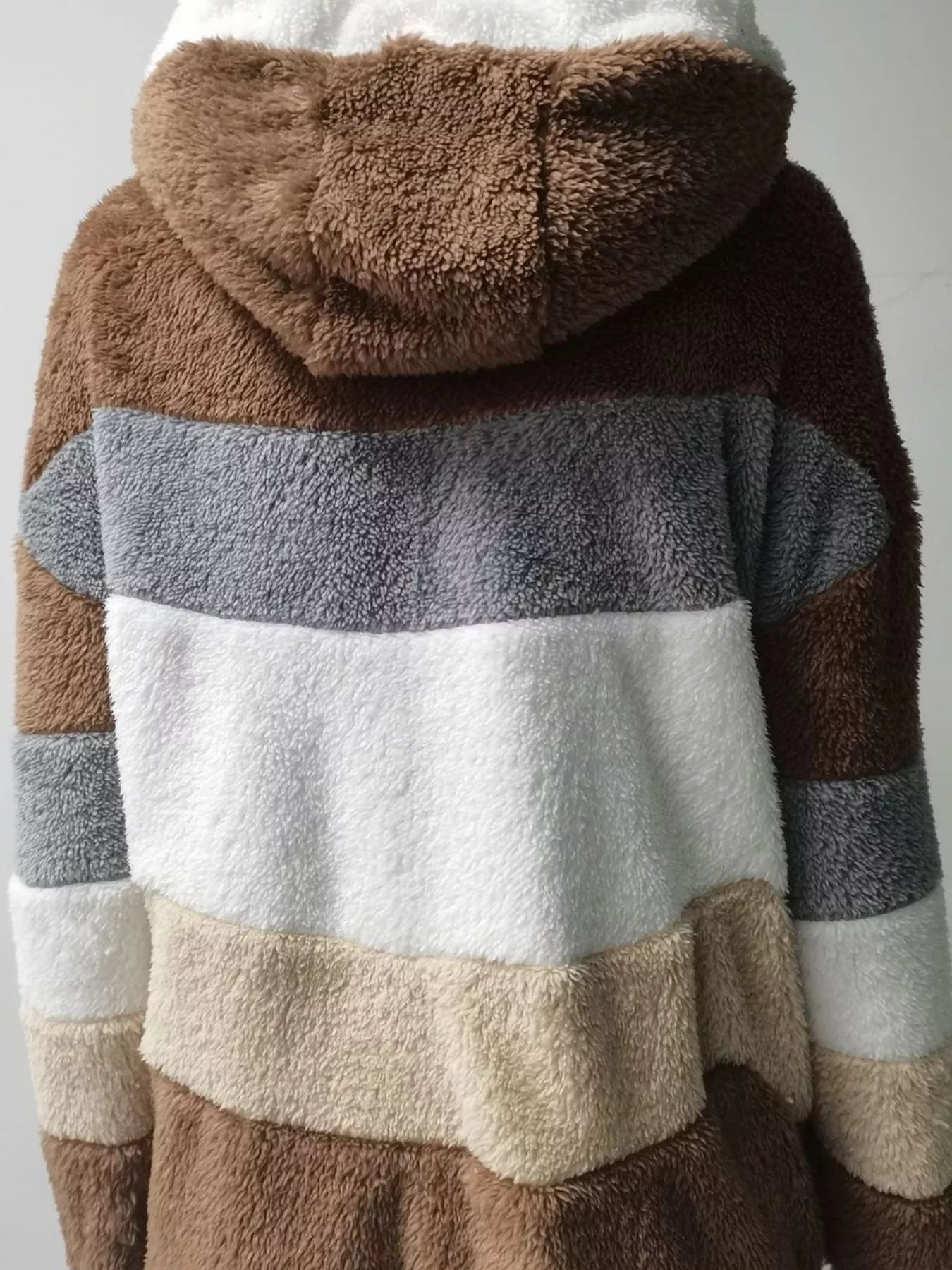 Sarah Express Women's Fuzzy Zip Up Hooded Outerwear Plus Size