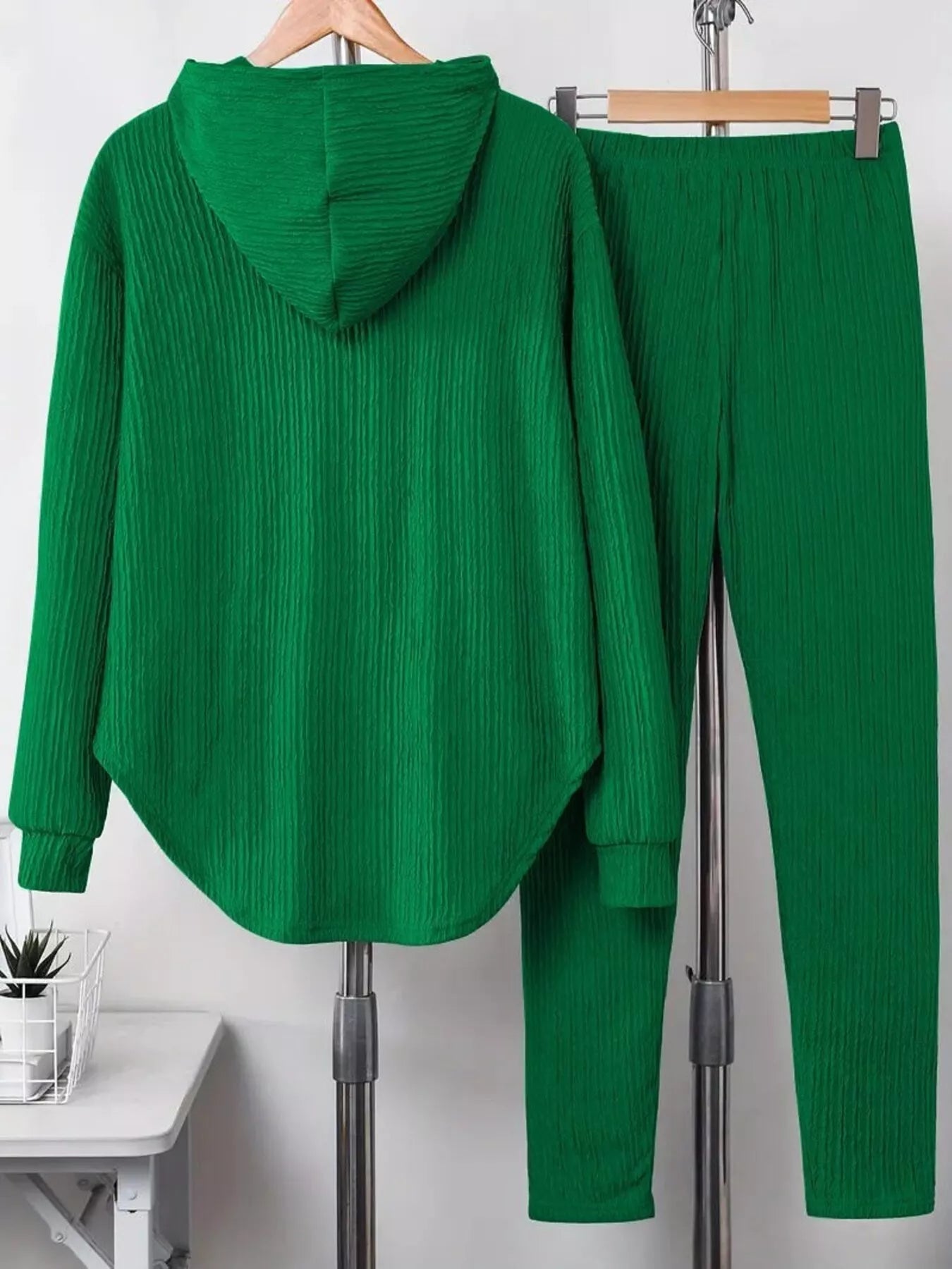 Sarah Express Women's Textured Long Sleeve Hoodie and Pants Set