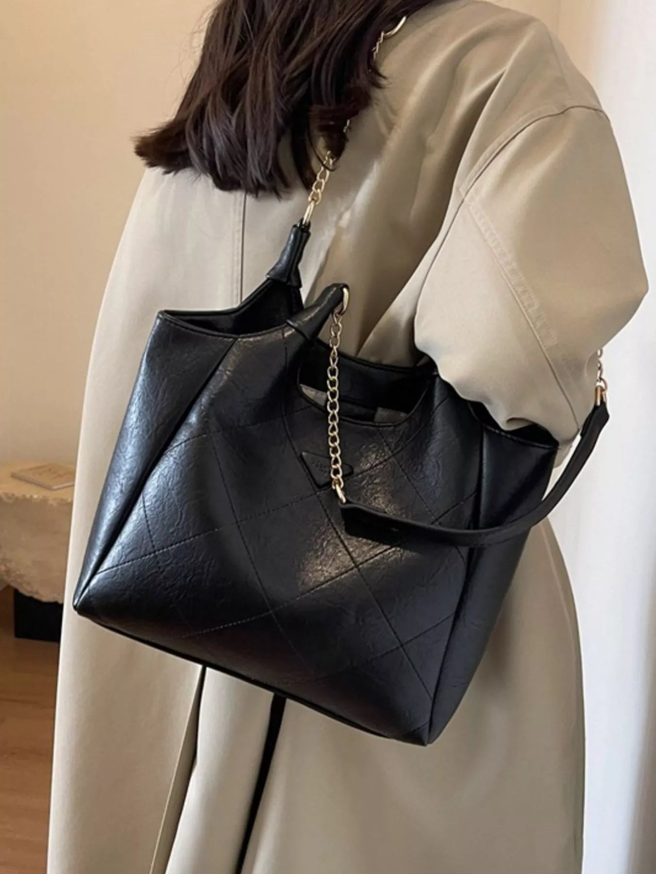 Sarah Express Women's Large PU Leather Shoulder Bag - Chic Crossbody Handbag