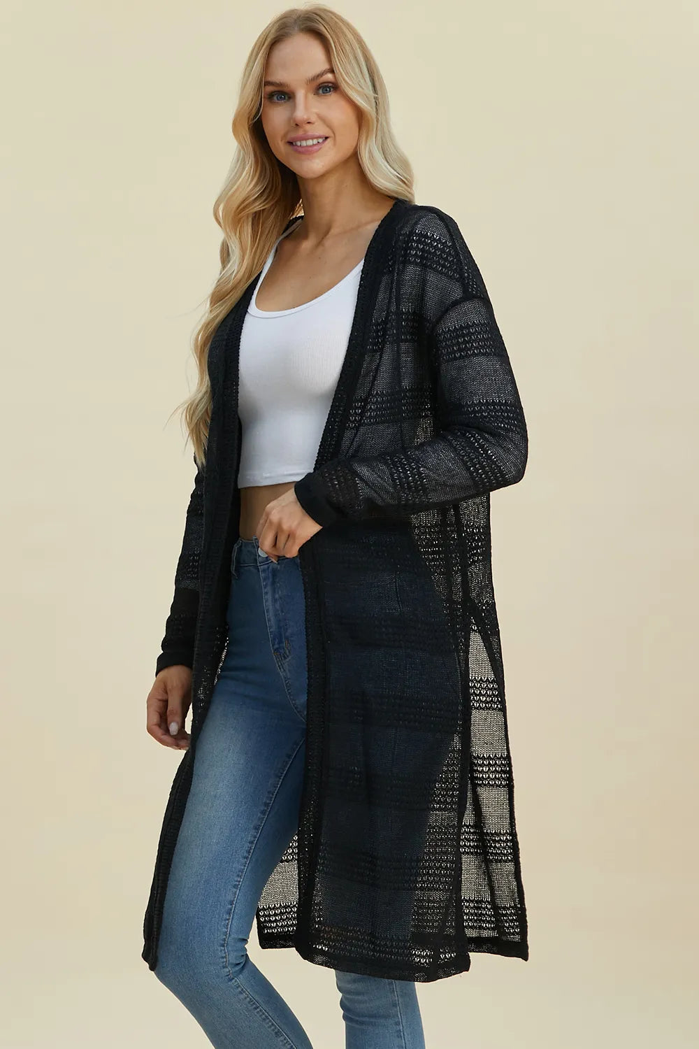 Sarah Express Women’s Plus Size Open Front Longline Cardigan Sweater

