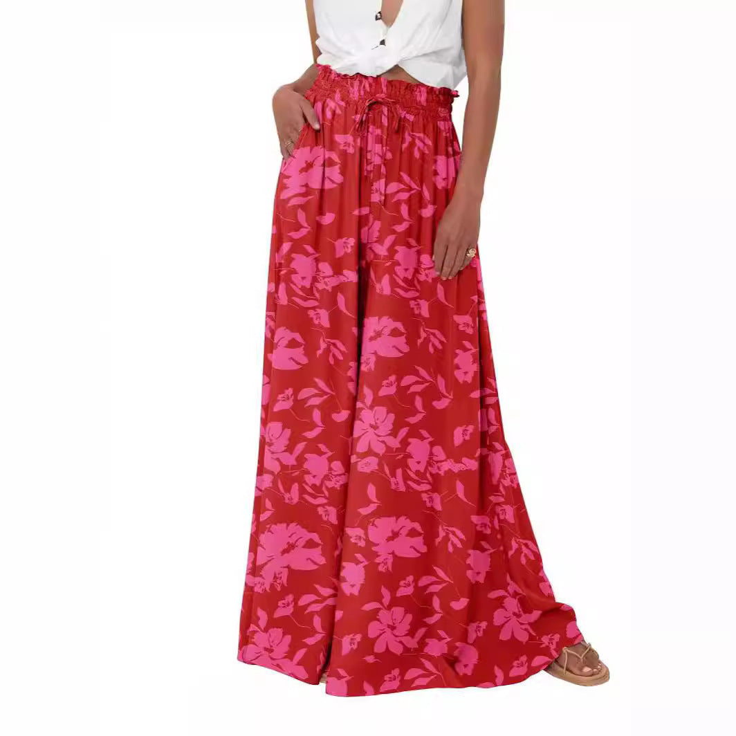 Sarah Express Women's High Waist Wide Leg Pants Casual Polyester Trousers