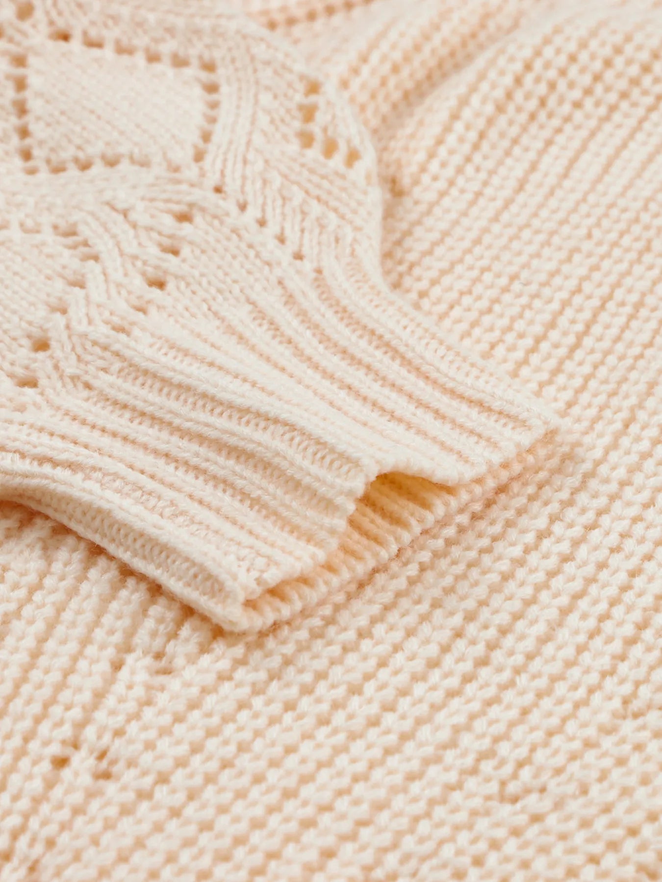 Sarah Express Women's Openwork Round Neck Long Sleeve Sweater