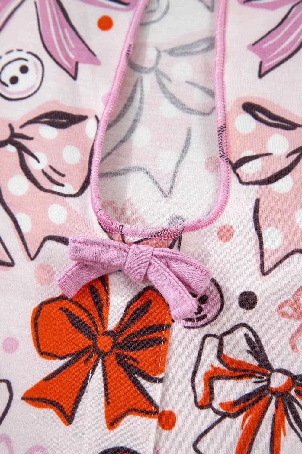 Sarah Express Women's Bow Print Short Sleeve Pajama Set - Button Front Shirt & Pants Sleepwear