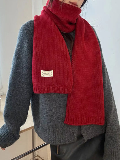Sarah Express Women's Solid Color Knitted Winter Scarf Red ONESIZE