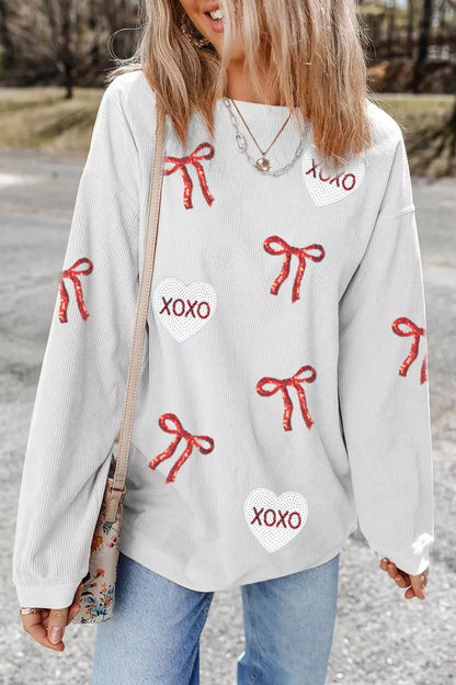 Sarah Express Women's Valentine's Day XOXO Bowknot Oversized Sweatshirt