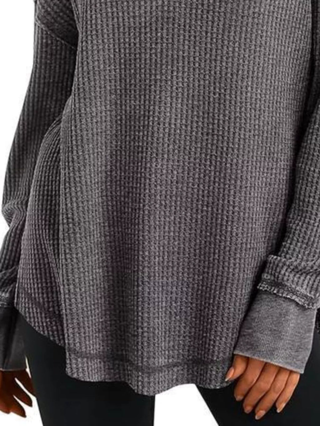 Sarah Express Women's Waffle Knit Long Sleeve Sweatshirt