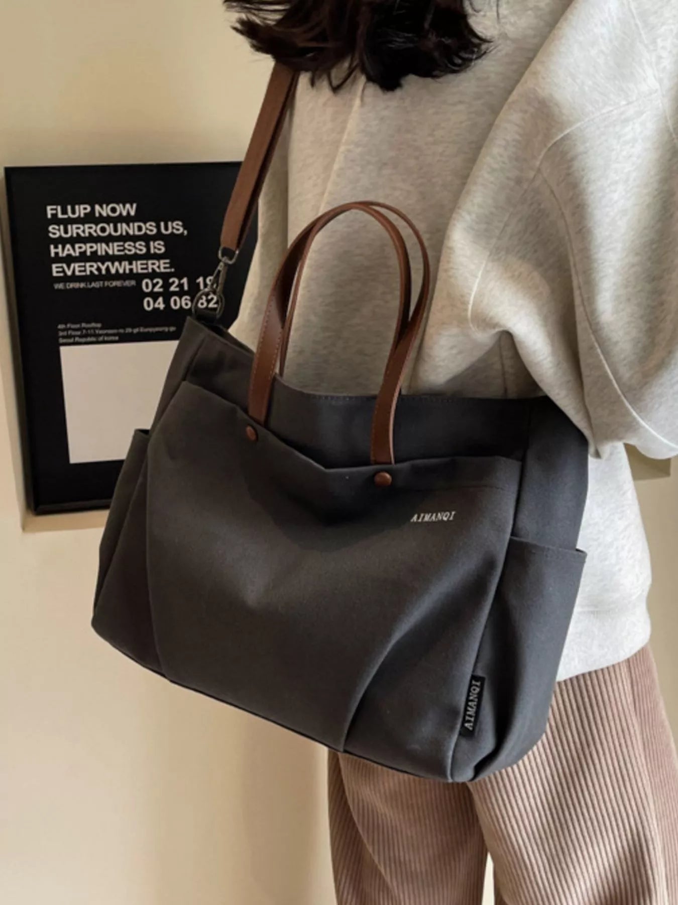 Sarah Express Women's Canvas Tote Crossbody Bag - Large Capacity Shoulder Handbag