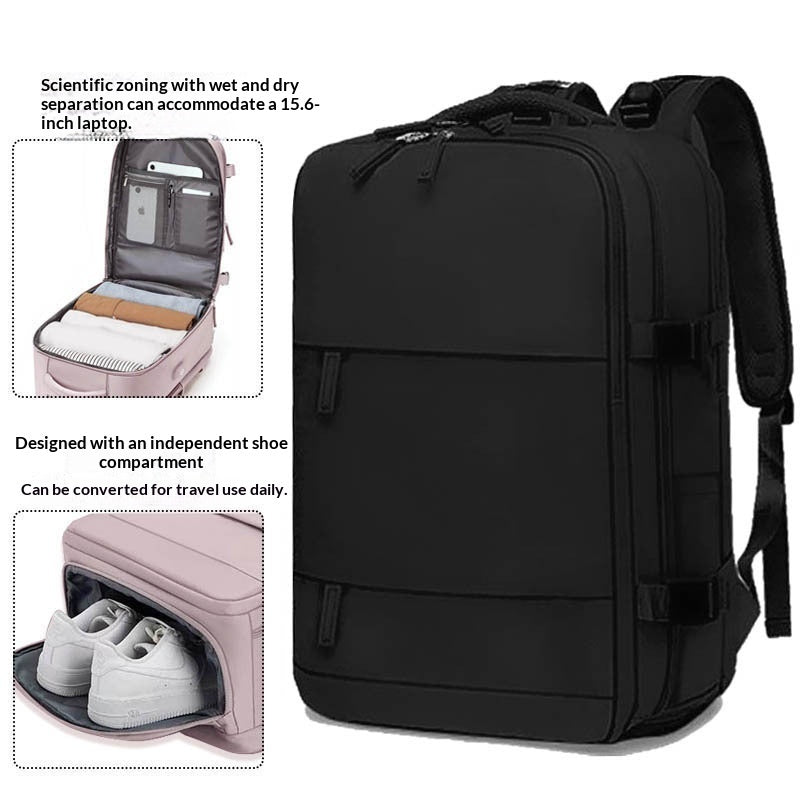 Sarah Express Men's Waterproof Laptop Backpack | Travel & Business Nylon Bag with Dry-Wet Separation 2210 Small Black